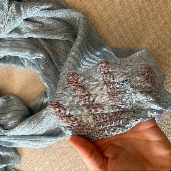 Lauren Ralph Lauren blue sheer knit sparkle shawl wrap scarf new with tags - Picture 4 of 5